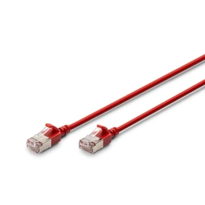 Bild av DIGITUS LAN kabel Cat 6A 3m Slim Version AWG 32/7 10 Gbit/s RJ45 Nätverkskabel F/FTP PoE+ LSZH Kompatibel med Cat7, Cat6, Cat5e Röd