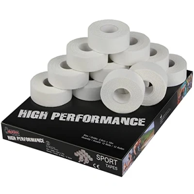 Bild av ALPIDEX 12 Rullar Fingertejp 2,5 cm x 10 m Sport Tape Set Tejp Vit Klättring Sportband Hudvänligt