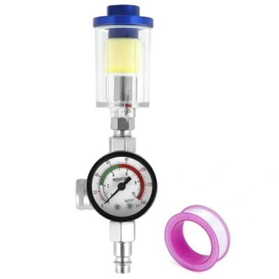 Bild av QWORK® Lufttrycksregulator för lackeringspistol, manometer oljevattenfälla filter separator standard 1/4 gänga, max. 140 psi