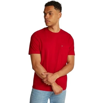 Bild av Tommy Hilfiger Essential Solid Pocket TEE Tshirt bas, Storlek: XL, Medium red