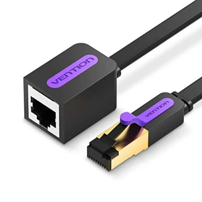 Bild av RJ45 Cat7 Ethernet förlängningskabel, VENTION kabel förlängare nätverk förlängningspatchkabel sladdar skärmad hane till hona kontakt 1m/3ft