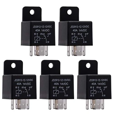 Bild av Ehdis motorrelä 5 stift 12 V spole 40 A relä spdt modellnr. : JD2912 1Z 12VDC 40A 14VDC, kontaktorreläströmbrytare, automatiska brytare och startrar, pack