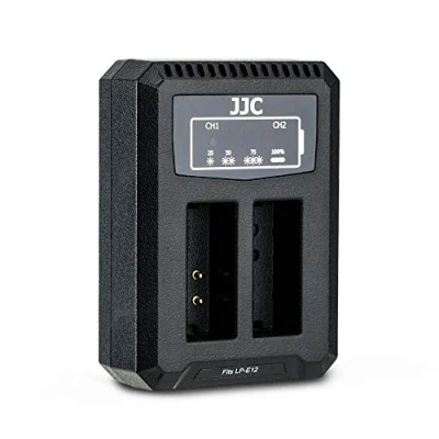 Bild av JJC USB Dubbel Batteriladdare för Canon EOS M, M2, M10, M50, M100, M200, 100D Kameror LP E12 Batteri