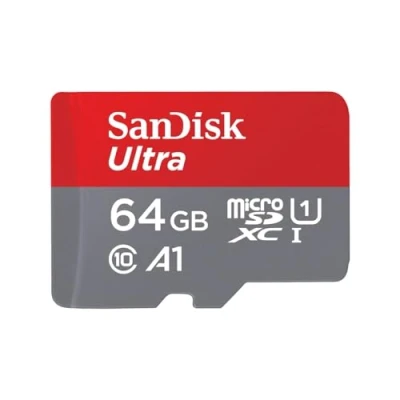 Bild av SanDisk Ultra 64 GB microSDXC Memory Card + SD Adapter with A1 App Performance Up to 120 MB/s, Class 10, U1, Red/Grey