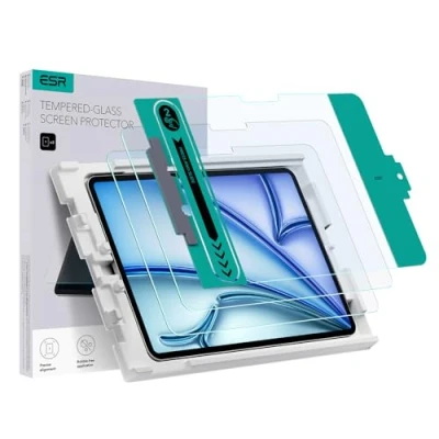 Bild av ESR 2 stycken skärmskydd för iPad Air 11 M2 tum 2024, härdat glas, enkel installation, reptålig, HD klarhet