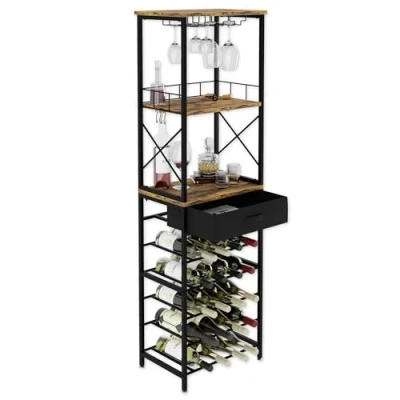 Bild av Lenmar, vinställ i metall för flaskor, Loft 220S, 148 x 45 30 cm, 20 vin, flaskhylla, källarhylla, hyllor, flaskhållare robust vinförvaring