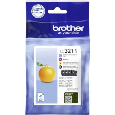 Bild av Brother LC3211VAL Set med 4 patroner (svart, cyan, magenta och gul) för DCPJ572DW, MFCJ491DW, MFCJ497DW, MFCJ890DW MFCJ895DW skrivare som varar upp till 200 sidor (enligt ISO/IE 24711)