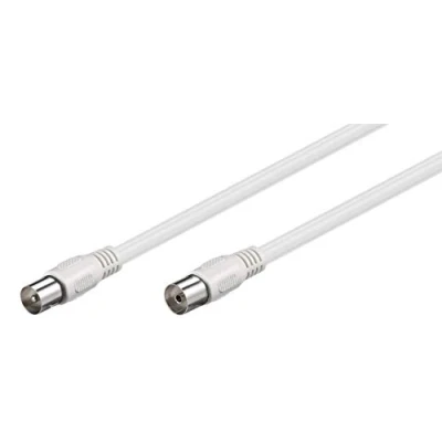 Bild av Goobay antennkabel (klass A, 85 dB), 2 x skärmad; skärmad, 3 m, vit koaxkontakt &gt; koaxuttag (helt skärmad)