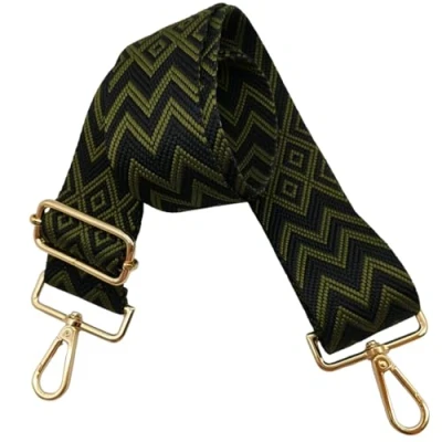 Bild av Axelrem för väska 5 cm bred rem axelväska, justerbar utbytbar med guldspänne, kvinnor, DIY axelrem, tillbehör (svart/armégrön), 16