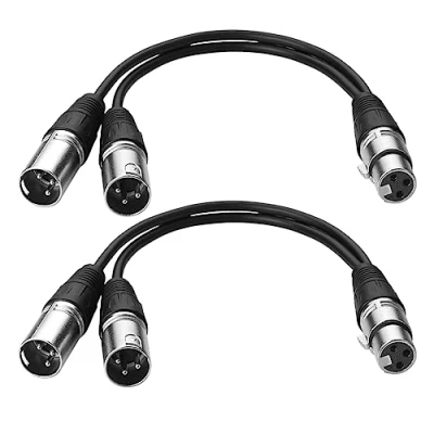Bild av S SIENOC mikrofonkabel 3 stift XLR till dubbel 2 (silver uttag kontakt)