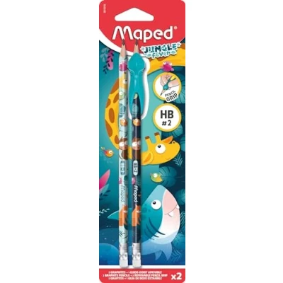 Bild av Maped HB grafitpenna med Jungle Fever X2 gummi + fingerguide perfekt för skolbruk viktigt material