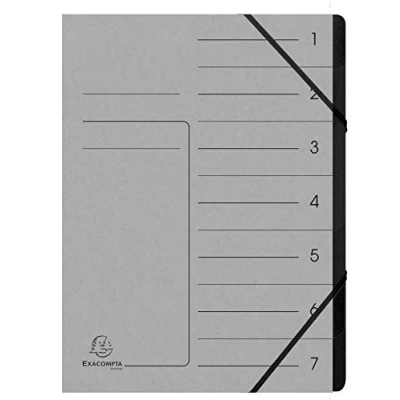 Bild av Exacompta Ref 540711E 1 häftad ryggpärm med resårband omslag tryckt i glansig kartong och insida svart återvunnen 7 fack storlek 24,5x32 cm A4 färg grå