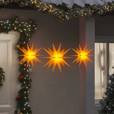 Bild av VidaXl Stjärnor Med Led Belysning 3 St Vikbar Gul