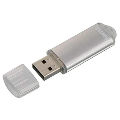Bild av Hama 128 GB USB minne 2.0 datasticka (15 MB/s dataöverföring, med ögla för fastsättning på nyckelringen, minneskinne, minnessticka lock, z. B. Windows/MacBook) silver