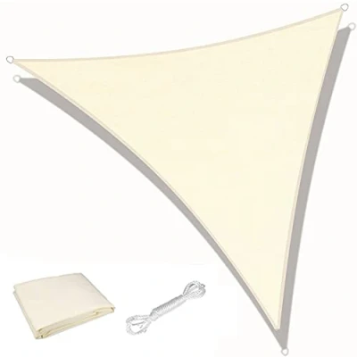 Bild av KAHEIGN skuggsegel, triangulärt 3 m x m, vattentätt UV skydd, solskydd, balkong, duk, 180 g/m², solskydd för trädgård, balkong (kräm)