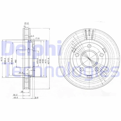 Bild av DELPHI BG3144 Disque de frein 277 32 5 ventilé huilé non traité sans roulement roue, bague ABS