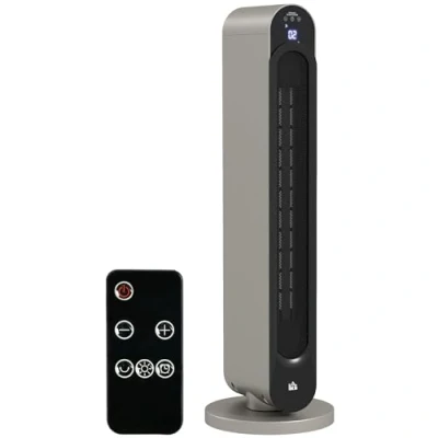 Bild av HOMCOM Svängande värmefläkt 1 100/2 200 W PTC keramisk minivärmare fjärrkontroll ingår Svart sidovärmare