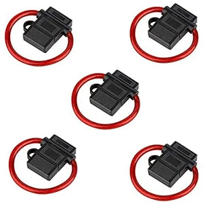 Bild av Audioproject A211 5 x set bil säkringshållare ATC med 6 mm 2 kabel 10 AWG 12 V 24 stänksäker platt säkring eller bilsäkringar extra tjock kabel, bilradio, billastbilsförstärkare
