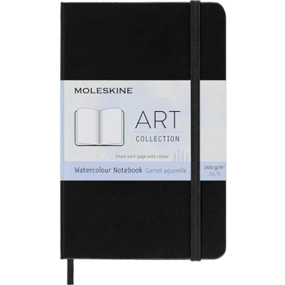 Bild av Moleskine 9 x 14 cm Pocket Size Watercolour Notebook Notebook, Paper Suitable for Pencils and Paints Hard Cover Elastic Closure, Colour Black, 60 Pages