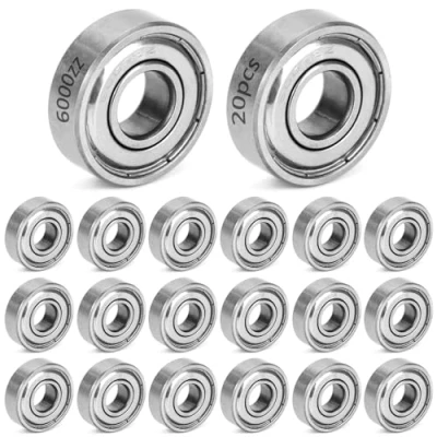 Bild av QWORK 20 stycken 6 000ZZ kullager, miniatyr dubbelskärmad metallkullager, 10 mm x 26 8 mm, kolstål