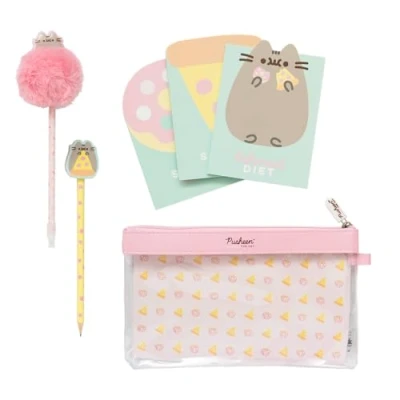 Bild av Grupo Erik Pusheen Stationery Set Pencil Case With Pen Pom Topper, Eraser 3 Notepads Gifts Cat Cute