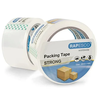 Bild av Rapesco 1697 stark packningstejp 50 mm x 60 m, klar, förpackning med 2