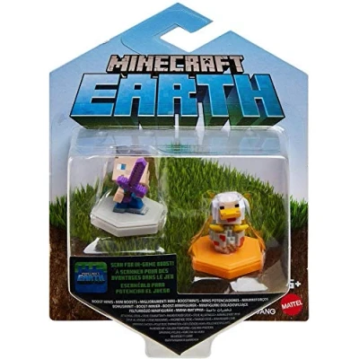 Bild av Mattel Minecraft GKT42 Earth Boost minifigur &quot;Steve + Kyckling&quot; 2 pack med NFC chip för förstärkt verklighet spelet &quot;Earth&quot; mobila enheter, leksaker flickor och pojkar från 6 år