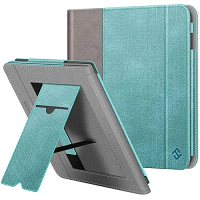 Bild av Fintie Fodral kompatibel med Tolino Vision 5 2019 / Kobo Libra H2O Kickstand Skyddsfodral kortplats, handrem och auto sleep/wake funktion, Turkos