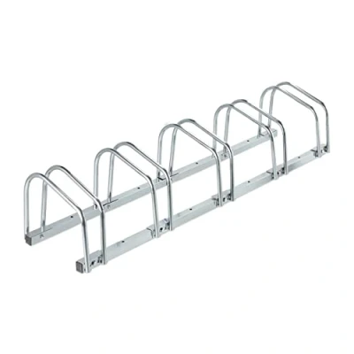 Bild av Relaxdays Golvcykelställ, för 5 hjul, upp till 60 mm däckbredd, metall, garage, cykelstativ stativ, silver