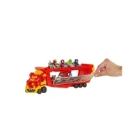 Bild av Hot Wheels RacerVerse Marvel Hulkbuster trailerdragare, transportera och förvara upp till tio leksaksfordon, löstagbar hytt med uppfällbar hjälm fast figur, HRY02