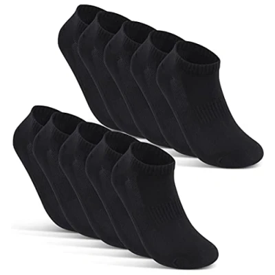 Bild av 10 Par Sneaker Strumpor Herr Dam Ankelstrumpor Andas med Mesh Bomull Svart Vit Grå 16510 (47 50 Svart)