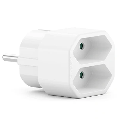 Bild av deleyCON Flerkontakt Multi uttag Inomhus Euro kabel Strömkabel adapter Strömadapter Plug 2x 2,5 A max 1100 W Vit