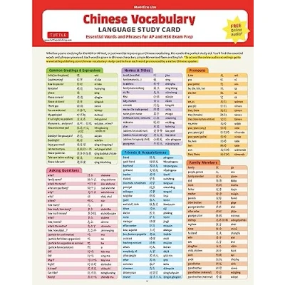 Bild av Mandarin Chinese Vocabulary Language Study Card: Essential Words and Phrases for AP HSK Exam Prep (Includes Online Audio)