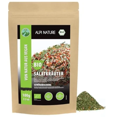Bild av Alpi Nature ekologisk salladskrydda (100g), salladskryddblandning, salladskrydda, 100 procent naturliga, ekologiska ingredienser, kryddberedning för sallader, utan konstgjorda tillsatser
