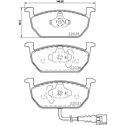 Bild av HELLA 8DB 355 021 951 Jeu de plaquettes frein avec contact du palpeur d&#039;usure intégré SEAT: Leon III 3/5 portes, ST, SC