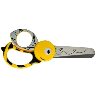 Bild av Fiskars biformad barnsax, Från 4 år, längd: 13 cm, Passar höger och vänsterhänta, Rostfria stålblad/plasthandtag, gul, 1003747