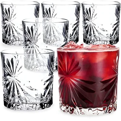 Bild av KADAX Dricksglas, set om 6, vattenglas, juiceglas av glas, glas för vatten, dryck, juice, fest, trädgård, universalglas, cocktailglas, dryckesglas, modern design (300 ml, sol)
