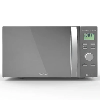 Bild av Cecotec ProClean 9110 FullNOX mikrovågsugn med grill. 1000 W, 30 liter, 5 effektnivåer, 8 program, 60 min timer, Ready2Clean beläggning, spegelfrontdesign