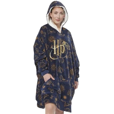 Bild av Harry Potter Oversize Cozy Hoodie för kvinnor överdimensionerad gosig tröja fluffig filttröja blå, one size