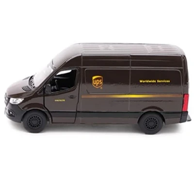 Bild av Toyland® 12 cm Pull Back &amp; Go Die Cast UPS Van med öppna och stängda dörrar Leksaksfordon Skala 1:48