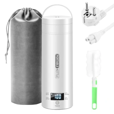 Bild av Vegena elektrisk vattenkokare för resor, mini vattenkokare, 500 ml, bärbar minivattenkokare, 4 temperaturer, resevattenkokare, rostfritt stål, te, kaffe, mjölk