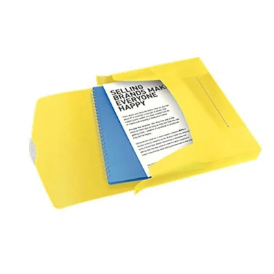 Bild av Esselte Lådfil, rymmer upp till 350 A4 ark, elastisk stängning, flexibel plast, genomskinlig gul, VIVIDA räckvidd