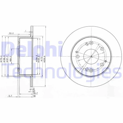 Bild av DELPHI BG3745 Disque de frein 260 10 5 plein huilé non traité sans roulement roue, bague ABS HONDA: Accord 6, 6 Limousine