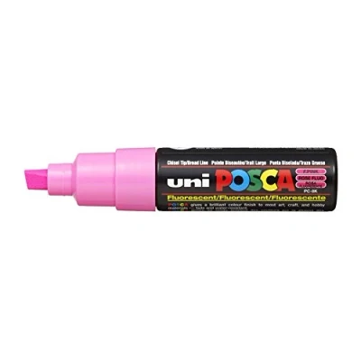 Bild av Uni Posca märkpenna PC 8K färg glaspenna bred mejselspets 8,00 mm fluorescerande rosa