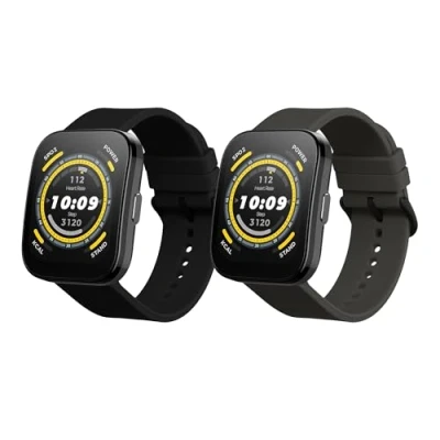Bild av kwmobile remmar kompatibla med Huami Amazfit Bip 5/Amazfit GTR 4 2 x ersättningsarmband i silikon svart/mörkblå, Large