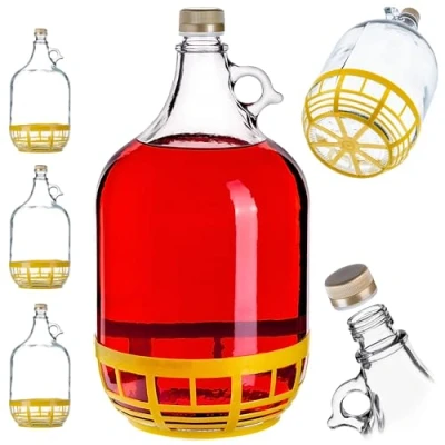 Bild av KADAX Vinballong 5 L, glasballong för vin, 3 stycken, vinfat av glas, jäsballong, fat vin strykflaska med korg, jäsbehållare glasträdgårdsballong