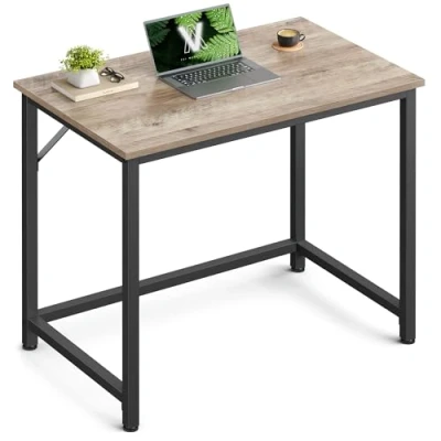 Bild av VASAGLE Skrivbord, datorskrivbord, litet kontorsbord, 80 x 50 75 cm, studie, hemmakontor, enkel montering, stål, industriell design, Greige och svart LWD038B02