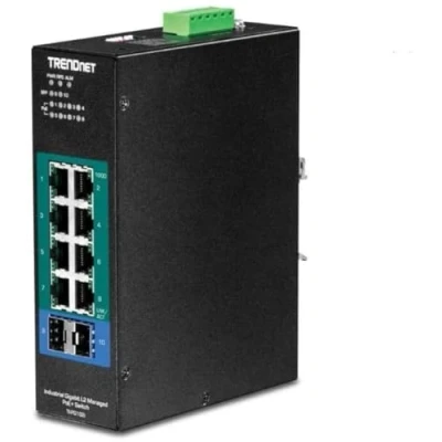 Bild av TRENDnet TI PG102I 10 Port Industrial Gigabit L2 Managed PoE+ DIN Rail Switch 24 57V