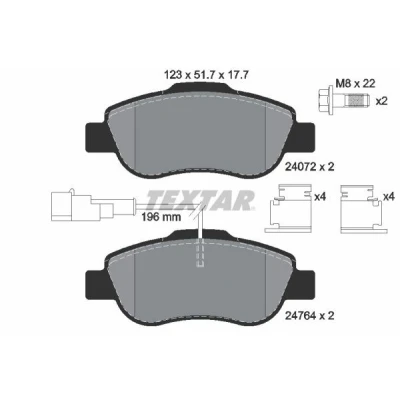 Bild av TEXTAR 2476401 Jeu de plaquettes frein avec contact du palpeur d&#039;usure intégré FIAT: 500 C Cabriolet, FORD: KA 3 portes
