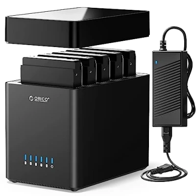 Bild av ORICO Verktygsfritt USB C 3,5 tums magnetisk typ hårddiskhölje för SATA HDD upp till 5 x 18 TB, hårddiskdockningsstation, kompatibel med Windows/Mac OS/Linux (DS500C3)